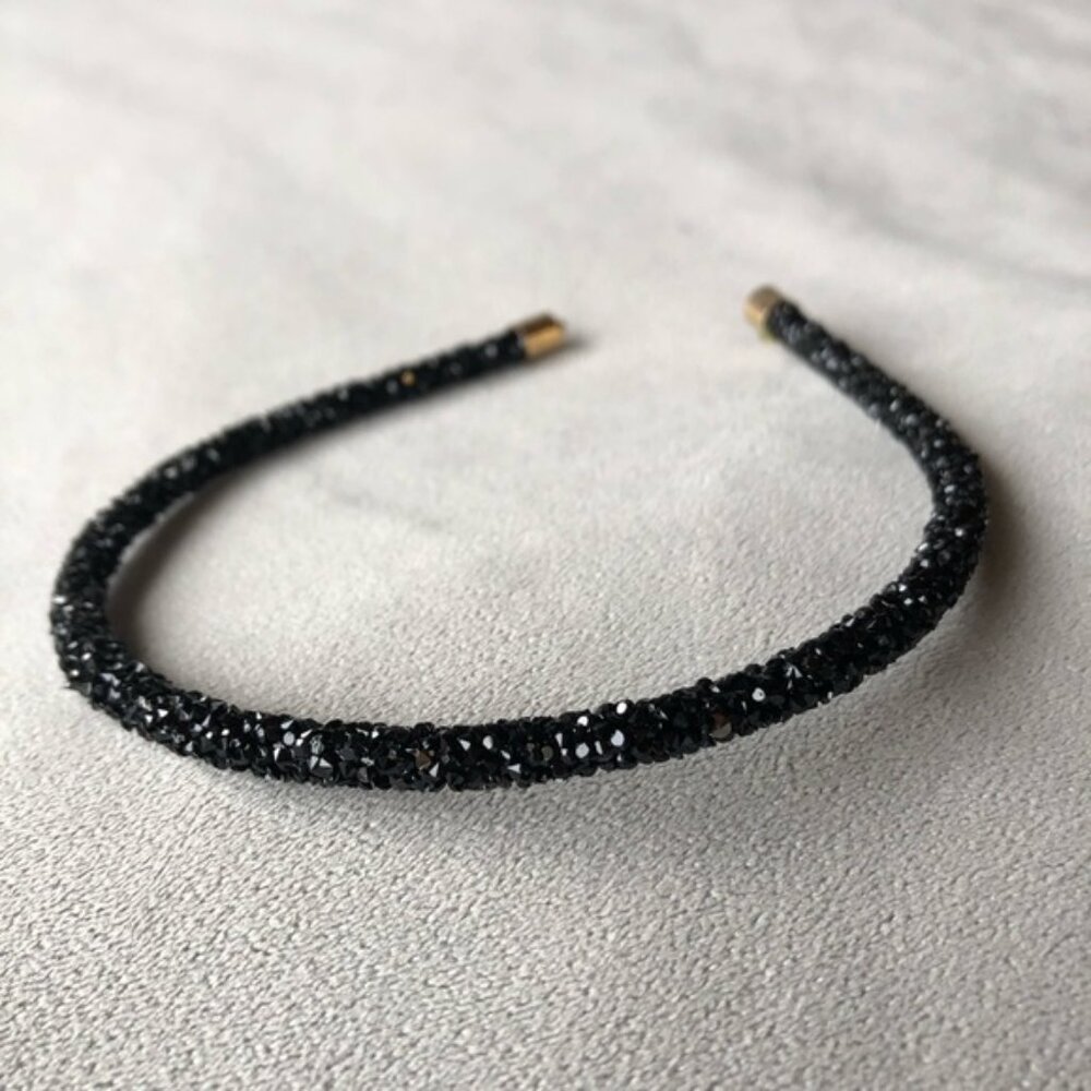 Black Rhinestone Crystal Round Headband ~ Brand New